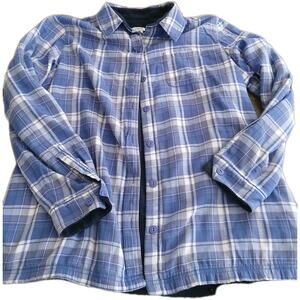 LL Bean Jacket Womens Large Fleece Lined Flannel Shirt Shacket Outdoor Hiking